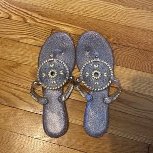 Jack Rogers Georgica Jelly Sandal in Multi Sparkle with Gold